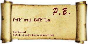 Pásti Béla névjegykártya